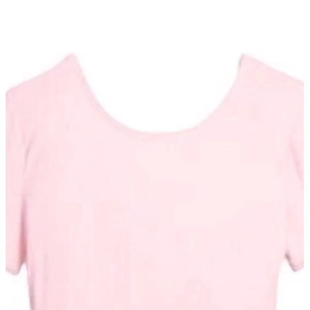 Danskin Childs L 12-14 Leotard Petal Pink Short Sleeve Scoop Neck Dance
